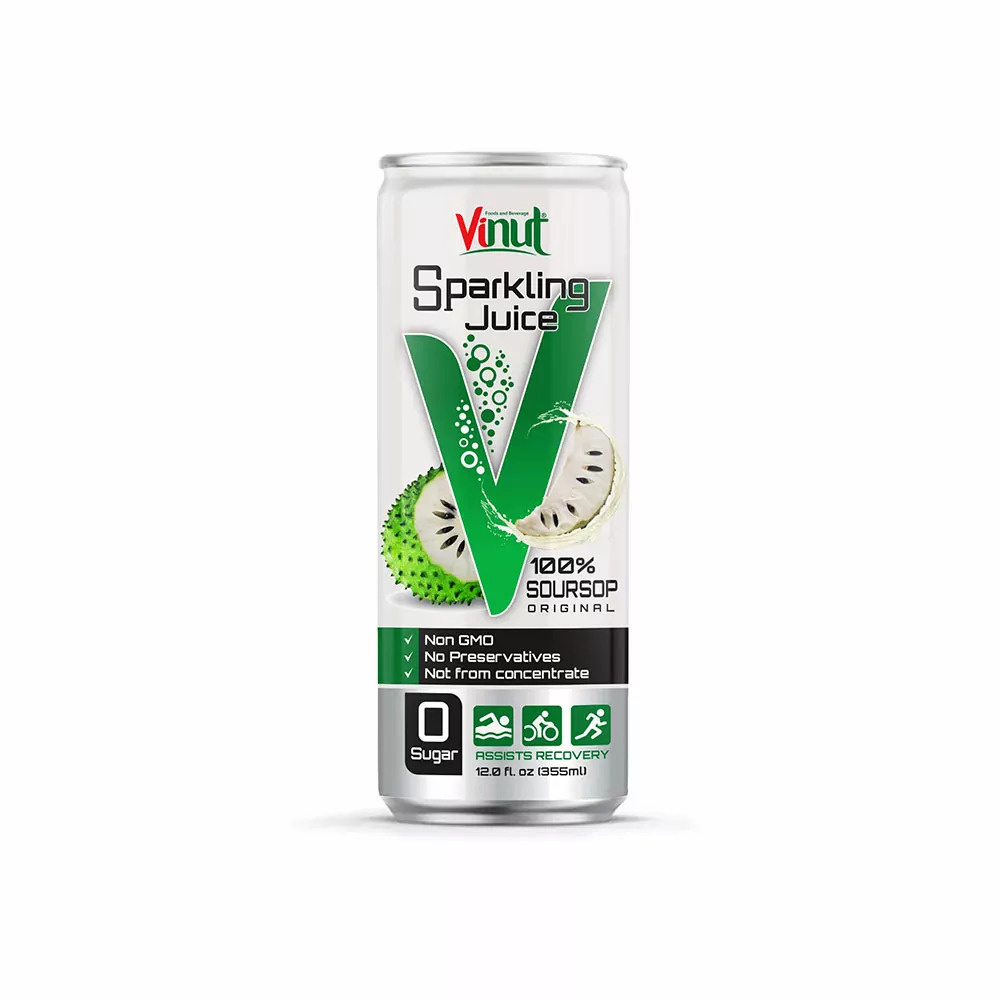 12 fl oz VINUT 100% Sparkling Original Soursop Juice drink no added sugar