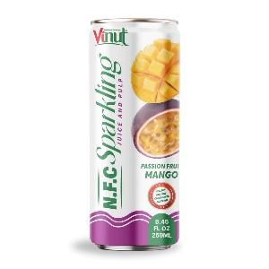 250ml VINUT NFC Sparkling Passion Fruit & Mango juice with Pulp Wholesale Manufacturer OEM ODM