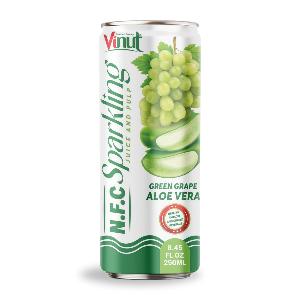 250ml VINUT NFC Sparkling Green Grape & Aloe Vera juice with Pulp Wholesale Manufacturer OEM ODM