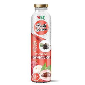 300ml Vinut Tropical Basil seed drink with Lychee juice (85% Juice) Manufacturer OEM