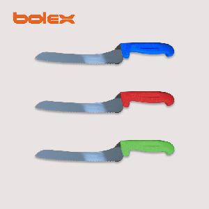 serrated bread toast knife cake sandwich offset slicer knives supplies color coded handles bakery