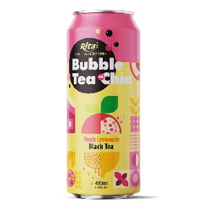 490Ml Canned Bubble Tea With Chia Seed - Peach Lemonade Flavor