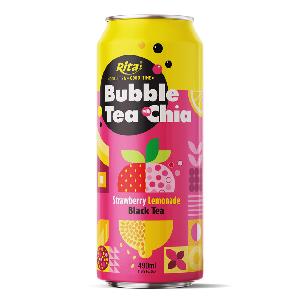 490Ml Canned Bubble Tea With Chia Seed - Strawberry Lemonade Flavor