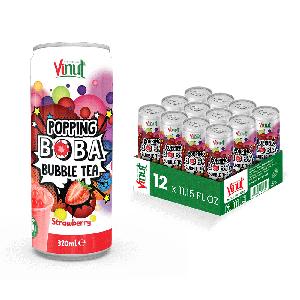 Low Fat Strawberry Juice Drink 320ml Popping Boba Bubble Tea Free Sample Manufacture Private Label