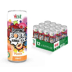 320ml Peach Juice Drink Popping Boba Bubble Tea Free Sample Manufacture Private Label