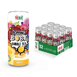320ml Popping Boba Bubble Tea Mango Juice Drink Free Sample Manufacture Private Label