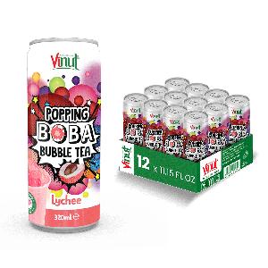 320ml Popping Boba Bubble Tea Lychee Juice Drink Free Sample Manufacture  Private   Label 