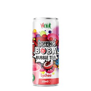 320ml Lychee Juice Popping Boba Bubble Tea Drink Free Sample Manufacture Private Label