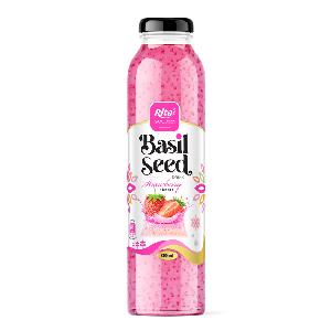 Basil Seed Drink with Strawberry Flavor 300ml Glass Bottle