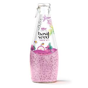 290ml Glass Bottle Basil Seed Drink with Mangosteen Flavor