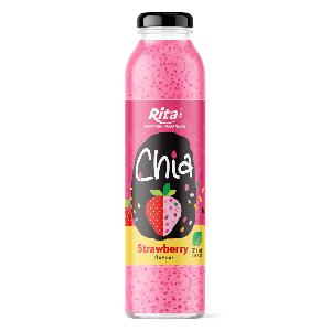 Hot Trending Chia Seeds Drink Strawberry Flavor 10.6 Fl Oz Glass Bottle