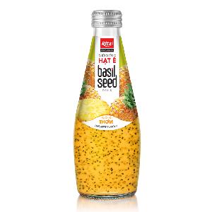 Fresh 290ml Glass Bottle Basil Seed Drink With Pineapple Flavor