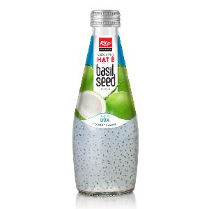 Supplier 290ml  Glass  Bottle Basil Seed Drink With Coconut  Water 