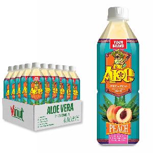 OEM/ ODM 500ml Aloe Vera Peach Juice Drink with Pulp VINUT Vietnam Manufacturer