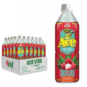OEM/ ODM 500ml Aloe Vera Lychee Juice Drink with Pulp VINUT Vietnam Manufacturer