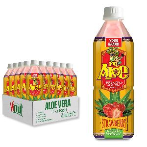 OEM/ ODM 500ml Aloe Vera Strawberry Juice Drink with Pulp VINUT Vietnam Manufacturer