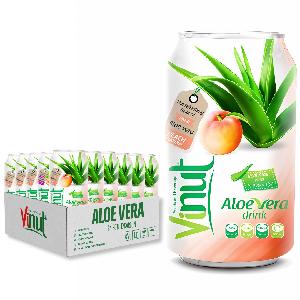 330ml  Aloe  Vera  Peach  Juice Drink with Pulp VINUT Vietnam Manufacturer